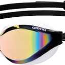 ARENA Unisex Python Racing Swim Goggles for Men and Women Anti-Fog No Leak Max Comfort Dual Strap, Mirror/Non-Mirror Lens (Copper/White)