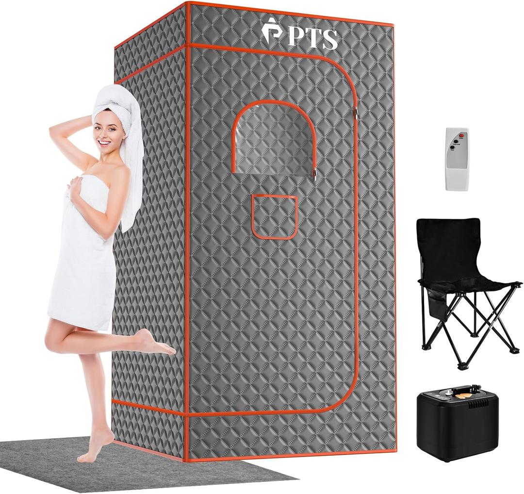 PTS Portable Steam Sauna Box - Thicken Cotton Personal Home Spa Sauna Tent with 3L 110V Steam Generator, 71'' x 36'' x 36'' Full Size Home Sauna Kits for Indoor Use, Gym, Pilates, Hot Tub