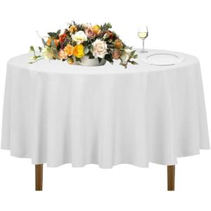 Urby 72 inches White Round Tablecloth for 2-3ft Round Cocktail or Coffee Table, Round Tablecloth for Table with 4 Chairs. Ideal for Party, Wedding, Banquet and Events.