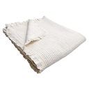 100% Cotton Frilled Bed Coverlet, Blanket – Full/Double Size Bed 79 x91” - Pigment Washed Soft & Breathable Quilted Blankets for Bed and Couch – Lightweight Bed Coverlet for All Seasons (Ivory)