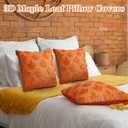 Tudomro 4 Pcs Thanksgiving Maple Leaves Throw Pillow Covers Fall Pillow Covers 18 x 18 Inch 3D Embroidered Soft Faux Fur Pillowcase for Thanksgiving Gifts Autumn Sofa Couch Bed Home Decor (Orange)