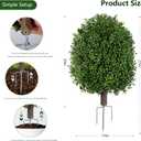 INSPRING 27'' Artificial Boxwood Topiary Trees Outdoor Fake Bushes Plants UV Resistant Evergreen Shrubs with Metal Ground Spike for Porch Patio Garden, 1 Pack