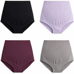 Mama Cotton Women's Over The Bump Maternity Briefs, High Waist, Cotton, Adjustable Waistband, Multi-Pack