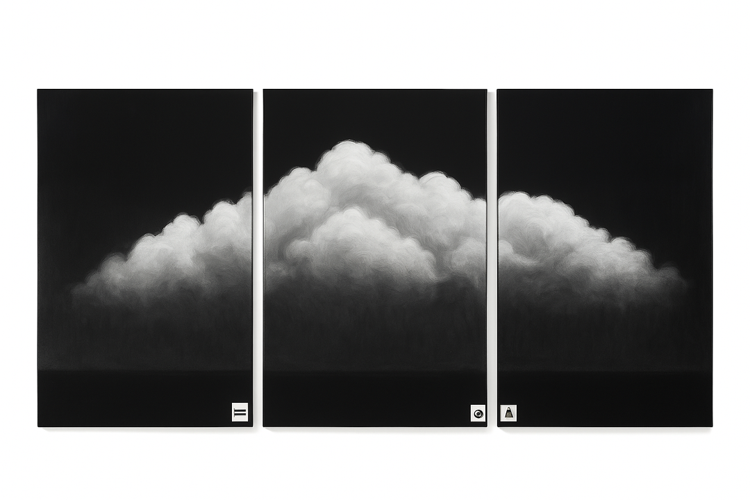 Large Framed Dark Moody Wall Art for Living Room, 3 Piece Academia Goth Canvas Prints Artwork for Walls, Black and White Rainy Cloud Surreal Pictures for Bedroom Wall Decor - Total Size 30x60 Inch