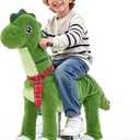 FUNLIO Ride on Dinosaur Horse for Kids 5-12, Plush Ride-On Toys with Wheels for Indoor & Outdoor Play, Easy to Assemble, CPC & CE Certified-Large, Green Dinosaur