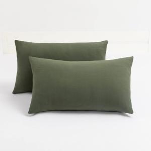 Stretch Pillow Cases King - Jersey Knit & Envelope Closure Pillowcases with Ultra Soft T-Shirt Like Polyester Blend - King Size Set of 2, Dark Olive