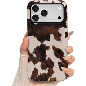 Skyseaco for iPhone 17 Pro Max Case, Treny Cow Print Phone Case Hybrid 2-Layer Hard Shell,Shockproof Soft for Girl Women Boy Men
