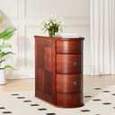 ROOMTEC Solid Wood End Table,Narrow Side Table with 2 Drawers,No Assembly, Finished Back,Vintage Wood Narrow Sofa Side Table for Living Room Bedroom (1 Pack)