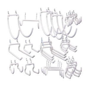 KINOMI 24 Pack Pegboard Hooks Heavy Duty Tool Hooks Peg Board Drill Holder Power Tool Holder Tool Hangers Peg Board Accessories and Hooks for Tools, Power Drills, Art and Craft Supplies etc (White)