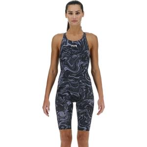 TYR Women's Thresher Hyperblitz Open Back Swimsuit Competitive Racing One Piece Swimwear (Black) Size 34
