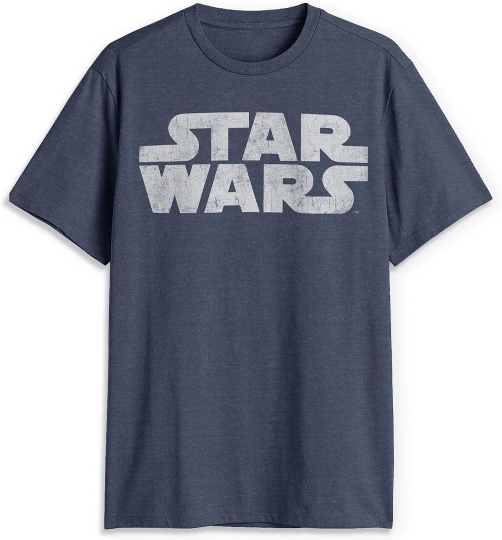 STAR WARS mens Simplest Logo Graphic Long Sleeve TeeShirt (X-Large, Navy Htr)