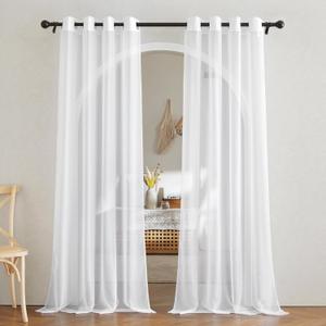 NICETOWN White Sheer Curtains 84 inches Long  Home Decoration Grommet Airy & Lightweight Elegant Window Treatments with Light Filtering for Bedroom/Living Room (2 Panels, W54 x L84)
