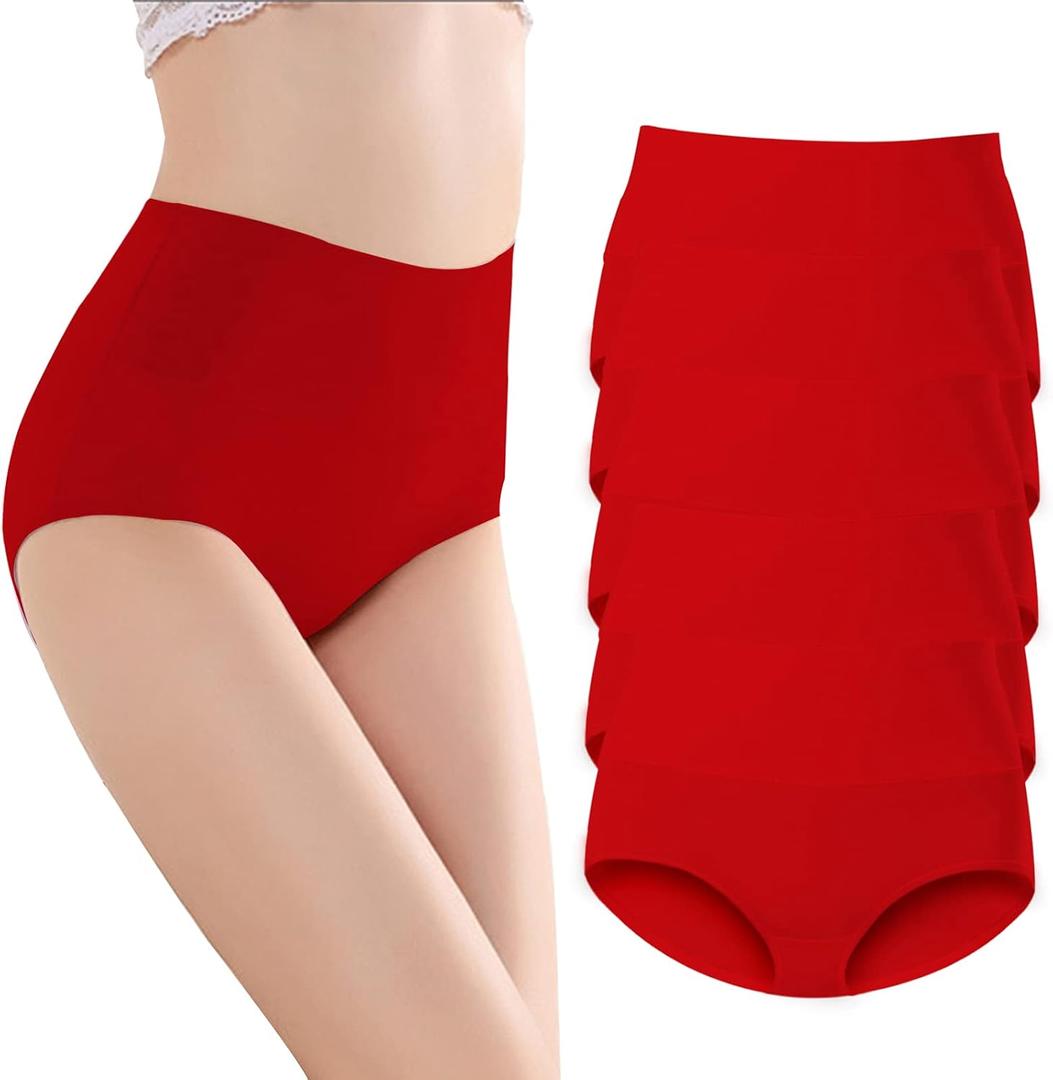 Women's Briefs Cotton Underwear High Waisted Panties Soft Underpants 5Pack XXL