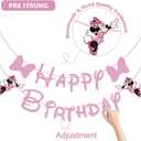 Swiftion Pink Mouse Happy Birthday Banner, Birthday Party Decoration for Girl Kids, 45 inch