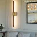 32 Inch Rechargeable Wireless Wall Sconce with Remote Control, 8000mAh Battery Operated Wall Sconce Set of 2 with Timer, 3000K/4500K/6000K Dimmable, 360° Rotation for Living Room, Gold Walnut (2 Pack)