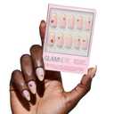 Glamnetic Press On Nails - Short Almond Fake Nails with Polka Dot French Tips & Ladybugs | Salon Quality Summer Nails | Lady Luck | 15 Sizes - 30 Nail Kit with Glue