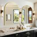 Vanity Bathroom Mirror for Wall, 2 Pack 36x24 Arched Bathroom Mirror for Over Sink, Arched Metal Frame for Bedroom, Living Room, Entryway, Hanging or Leaning, Gold