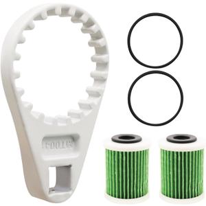 Fuel Filter Water Separator Wrench and 2 PCS Fuel Filter Elements with O-rings Compatible with Yamaha Outboard 4-Strokes VZ 150-300,VF 200-250,F150-250 HP to Current Replace#: 6P3-WS24A-01-00