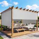 Outdoor Roller Shade, 420GSM New Material Sun Shades Outdoor Patio with 95% UV Protection, Cordless Aluminum Outdoor Blinds with Crank Handle, Patio Shade for Patio, Privacy Protection, 8'W X 8'H, 96"W x 96"H