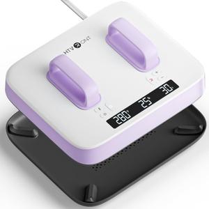 HTVRONT Heat Press Machine for T Shirts - Portable 12X10 Heat Press with Pressure Display, Heats Up Fast & Evenly H10 Heat Press Machines for HTV, Sublimation, Heat Transfer Projects (Lavender Purple)