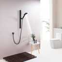 Matte Black Hand Shower with Slide Bar, 3-Function High Pressure Handheld Shower Head with Slide Bar, Stainless Steel Adjustable Height 25" Long Slide Bar Combo Shower Faucet, Wall Mount