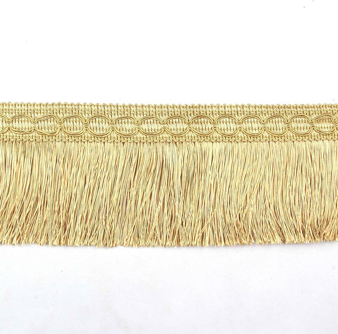 BEL AVENIR Brush Fringe Trim Basic Trim Collection 6.5 Yard x 3.54 Inches - Gold