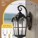 EDISHINE Dusk to Dawn Outdoor Wall Light, Roman Large Size Exterior Lantern Fixtures, E26 Base, Waterproof Porch Lights Wall Mount, Black Outside Wall Sconce, 2 Pack
