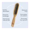 TEK | Rectangular Wooden Hair Brush with Short Rounded Teeth in Natural Ash Wood, Ideal for Detangling, Styling and Daily Care of Short Hair | 22x4cm | Handmade in Italy