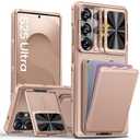 SSLOTSCASE for Samsung Galaxy S25 Ultra Case with Wallet & Sliding Lens Cover & Kickstand & Credit Card Holder, Military-Grade Protection Rugged Phone Case Cover for Galaxy S25 Ultra 6.9'', Gold