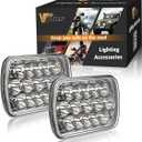 Partsam 2PCS Rectangle H6054 LED Headlights 5x7 7x6 Headlamp Hi/Low Sealed Beam H4 9003 Plug 6054 H5054 Compatible with S10 Blazer Express Van/Wrangler YJ XJ Cherokee Truck Van