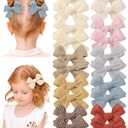 doboi 20PCS Baby Girls Linen Hair Bows Clips Fully Lined Hair Barrettes Accessories for Babies Infant Toddlers Kids in Pairs