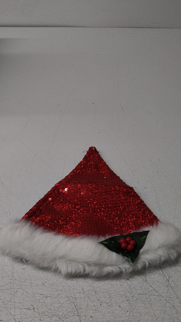 Santa Hat Christmas Hat Adult Large Red Plush Velvet Santa Claus Hat for Women Men XL Holiday Christmas Hats Double Layer Sequin