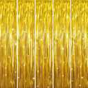 GOER 3.2 ft x 9.8 ft Metallic Tinsel Foil Fringe Curtains Party Photo Backdrop Party Streamers for Birthday,Graduation,New Year Eve Decorations Wedding Decor (Gold,5 pcs)