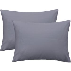 iMaylex Soft 100% Egyption Cotton Zipper Pillow Case, Cozy and Lightweight Pillowcase, Set of 2, Grey, King, 20" x 36"