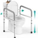 Toilet Safety Rails (350 lb) - Adjustable Toilet Safety Frame & Rails, Toilet Safety Rail for Elderly Adults, Toilet Handles for Seniors, Toilet Bars for Elderly, Disabled & Handicap - Grey