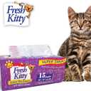 15 Count Fresh Kitty Litter Box Liners Super Thick, Durable, Easy Clean Up Jumbo Drawstring Scented Litter Pan Box Liners, Bags for Pet Cats (White/Pink)