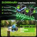 12" Stringless Weed Wacker Cordless Eater, 20000 RPM Powerful Battery Powered Trimmer Edger Lawn Tool, 21V 6000mAh Electric Wheeled Lawn Edger with Blades, Foldable& Lightweight Design Brush Cutter