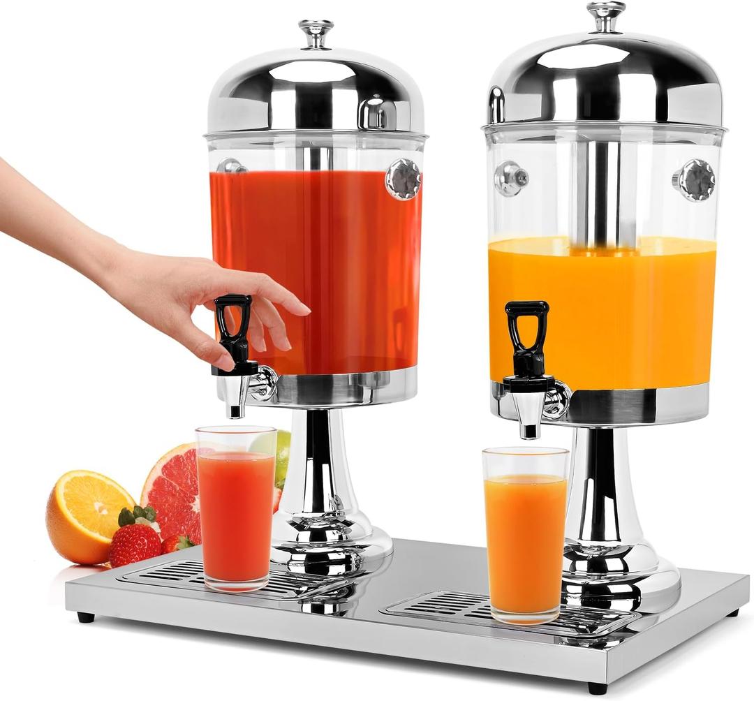 4.4 Gallon Beverage Dispenser with Stand Large Drink Dispenser Stainless Steel Juice Dispenser with Ice Core and Spigot Punch Dispenser for Party Bar,BBQ,Picnics, Banquet