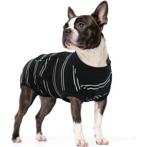 Kuoser Dog Surgery Recovery Suit, Soft Breathable Dog Recovery Suit for Female Spay Male Nueuter, Anti Licking Puppy Onesie Pet Surgical Suit for Dogs Abdominal Wounds Skin Disease, Black Strips M
