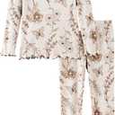PATPAT Kids Pajama Set,Snug Fit Pjs with Soft Tencel Lyocell Wool Blend, All-Season Comfort, Ages 2-12 Years (Botanical Garden)
