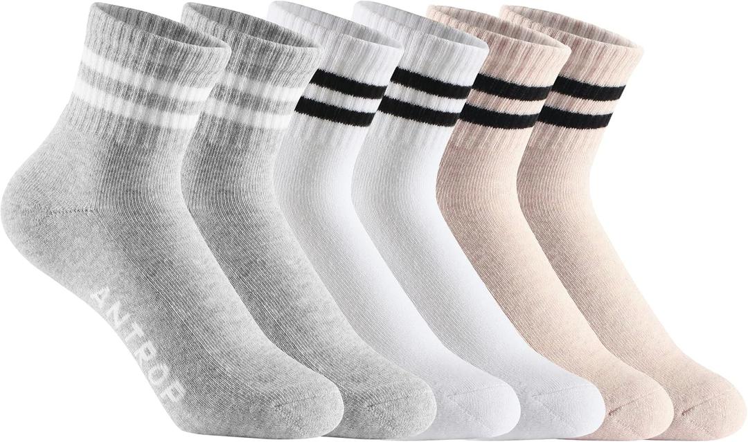 WoMen Quarter Crew Cotton Heel Tab Athletic Running Cushion Socks (6 Pairs) Size: 9-11