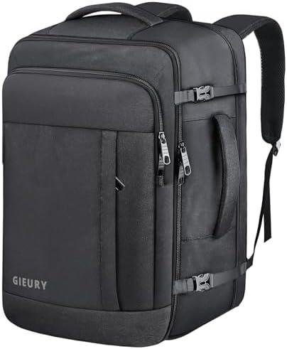 Gieury Carry On Backpack, 55L Travel Backpack, Luggage Backpack TSA Flight Approved Laptop Backpack for Men & Women, Large Expandable 40L Daypack Lightweight Business Weekender Bag, Black