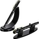 Spakon 2 Pieces Acrylic Pen Holder Display Stand Pencil Display Holder Fountain Pen Ballpoint Rack Desk Pencil Wand Showcase, Paintbrush Drying Rack for Home Office(Black)
