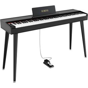 digital Piano 88 Key Semi Weighted Keyboard,Full-size Electric Piano for Beginners,with Sheet Music Stand,Pedal,Power Adapter,Headphone Mode,USB-MIDI (KU-3506 Digital Piano with Stand) (Black)
