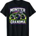 Monster Truck Race Racer Driver Grandma Mother's Day T-Shirt, Black, 5XL