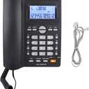 Corded Telephone Landline, Dual port Extension Set Desktop Corded Telephone Caller ID Display with Speakerphone, Ideal for Home Office Hotel Call Center(Black)