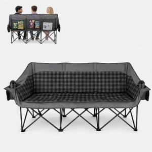 Oversized 3 Person Camping Chair Heavy Duty Double Camp Loveseat