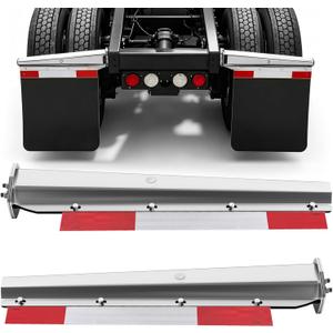 TIROL Stainless Steel Straight Spring Loaded Mud Flap Hanger Set 2.5" Bolt Spacing 30" Length with Aluminum Reflective Tapes fit for Semi Trucks, 1 Pair 2 Pcs