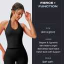 Aoxjox Women's Sleeveless Hailey Halter Tank Tops Workout Athletics Gym Yoga Curve Longline Crop Top (Black, L)