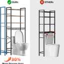 Kalrin 8-Tier Over The Toilet Storage with Side Rack, Over Toilet Storage Rack with Adjustable Shelf & Drain Basket, Freestanding Bathroom Organizer for Balcony, Laundry (Vintage Brown)